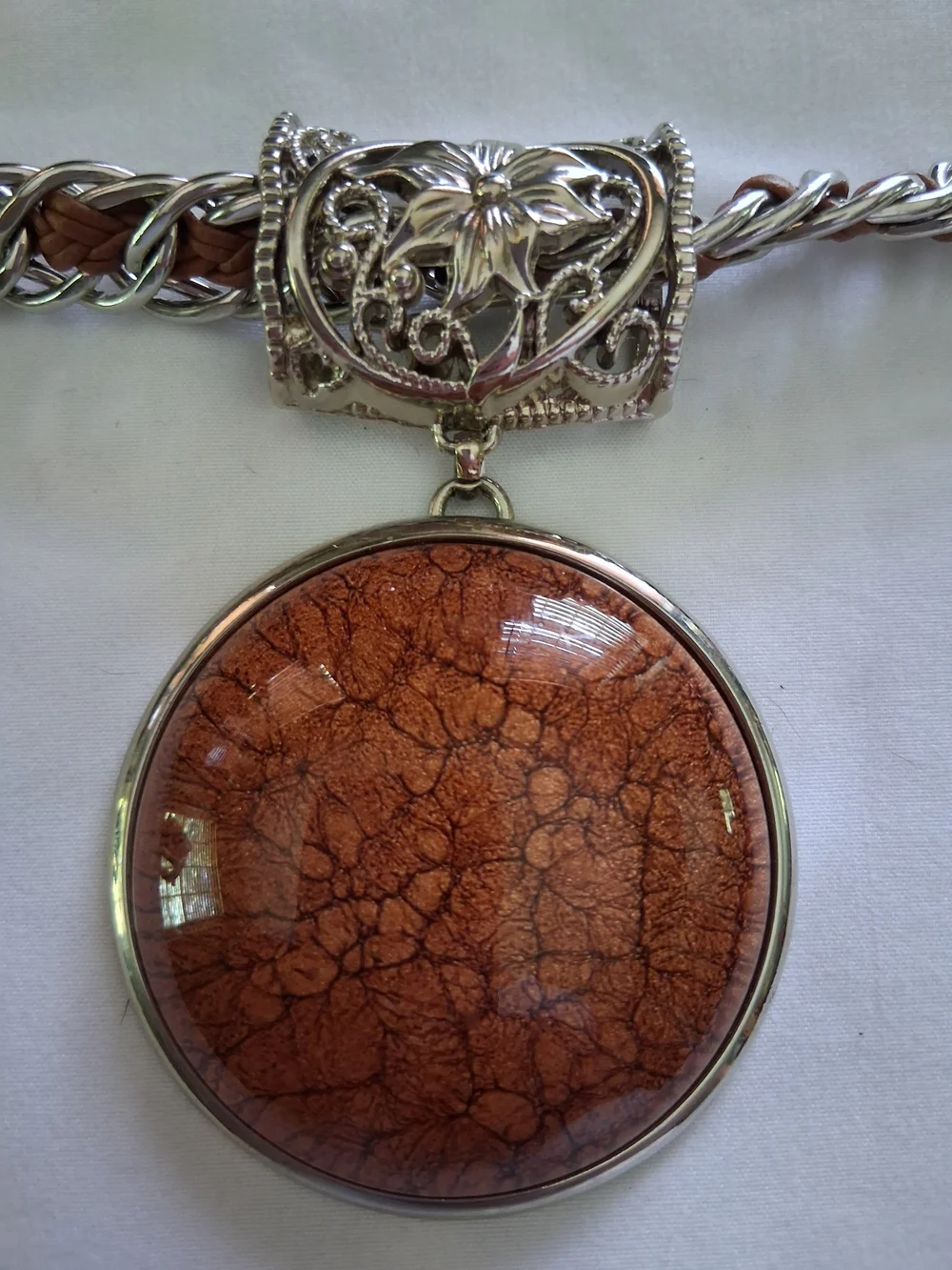 Fossil coral / agatized fossil coral Silver Necklace